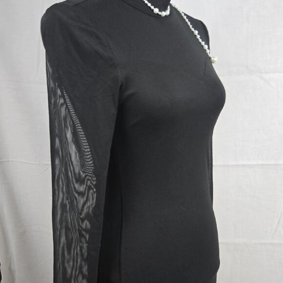 ShineStar Black Long Sleeve Mesh Panel Bodycon Dress Women’s Size‎ Small - Picture 3 of 7